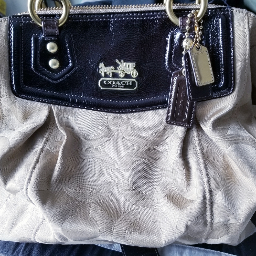 beige madison claire coach purse